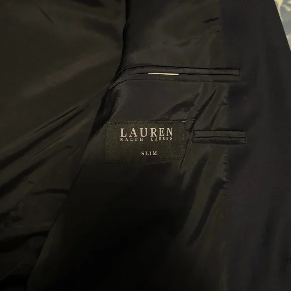 Lauren Ralph Lauren Black Label Slim 42L Navy Wool Blazer 2 Button Sport Coat